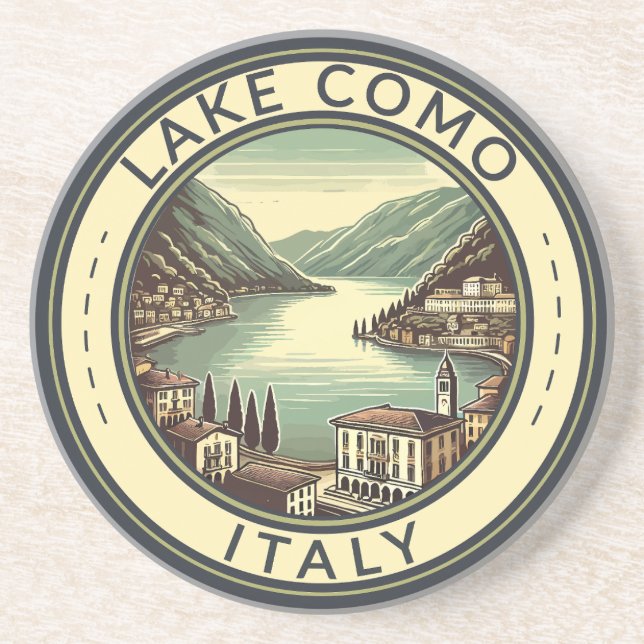 Comer See Italien Illustration Reisen Kunst, Dicht Getränkeuntersetzer (Vorne)