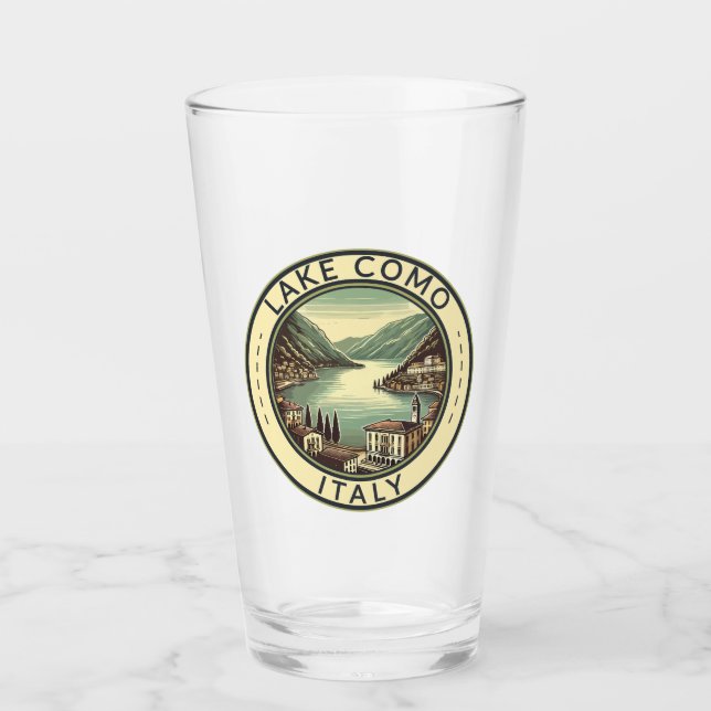 Comer See Italien Illustration Reisen Kunst, Dicht Glas (Vorderseite)
