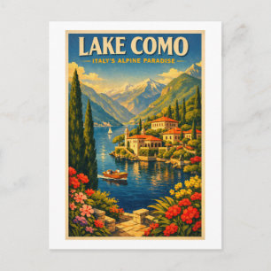 Comer See, Italien, in klassischer Retro-Reiseopti Postkarte