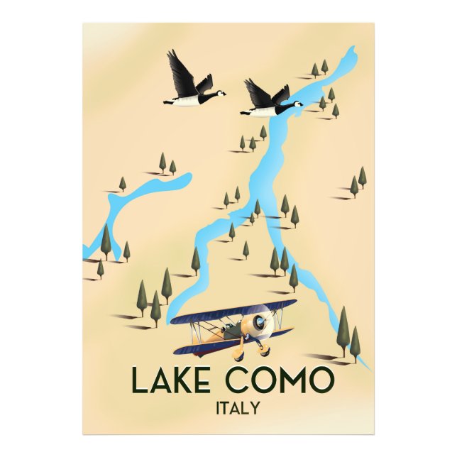 Comer See Italien Karte Reiseplakat Fotodruck (Vorne)