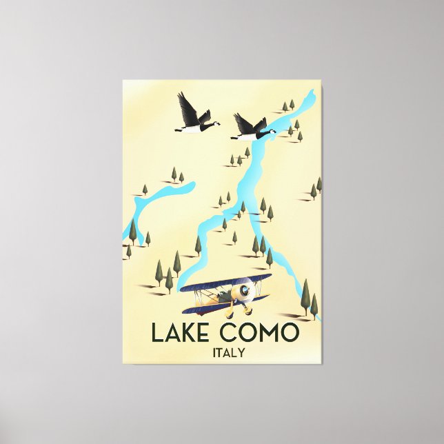 Comer See Italien Karte Reiseplakat Leinwanddruck (Vorderseite)