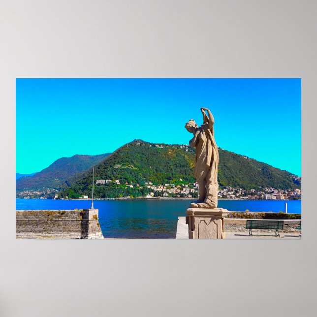 Comer See Italien Landschaft Aussicht auf Berge Poster (Vorne)