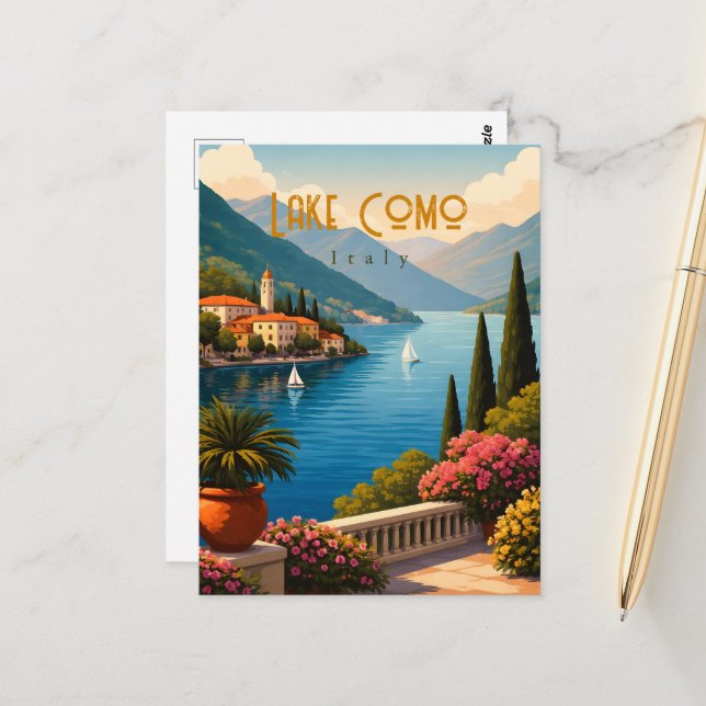 Comer See Italien Postkarte (Vorderseite/Rückseite Beispiel)