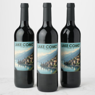 Comer See Italien Reise Kunst Vintage Weinetikett