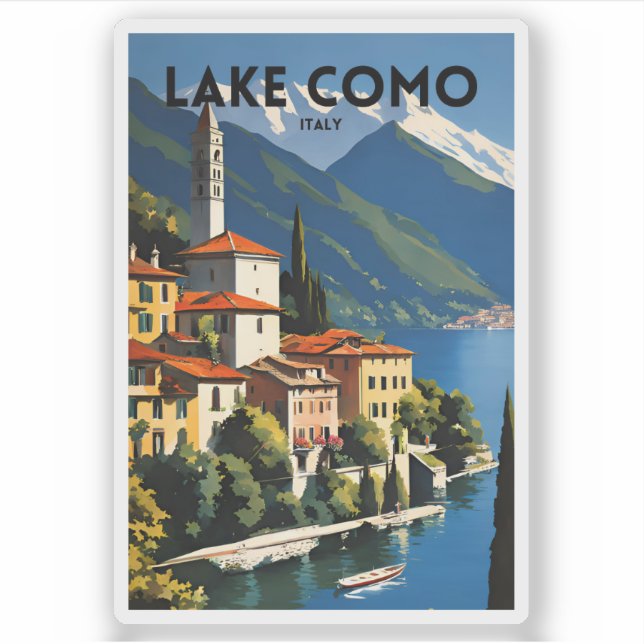 Comer See Italien Traditionelles Reiseplakat Aufkleber (Vorderseite)