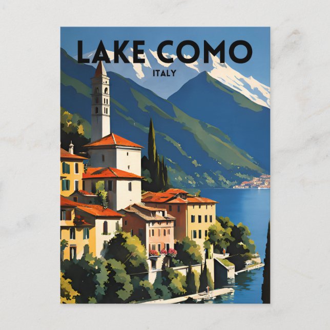 Comer See Italien Traditionelles Reiseplakat Postkarte (Vorderseite)