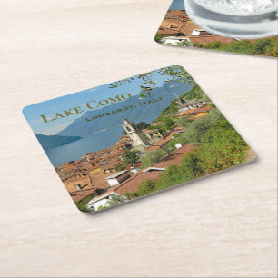 Comer See Lombardei Italien Rechteckiger Pappuntersetzer