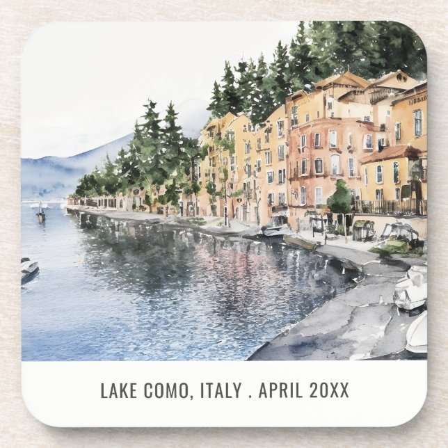 Comer See Norditalien Wasserfarbe Italien Reisen Getränkeuntersetzer (Vorderseite)