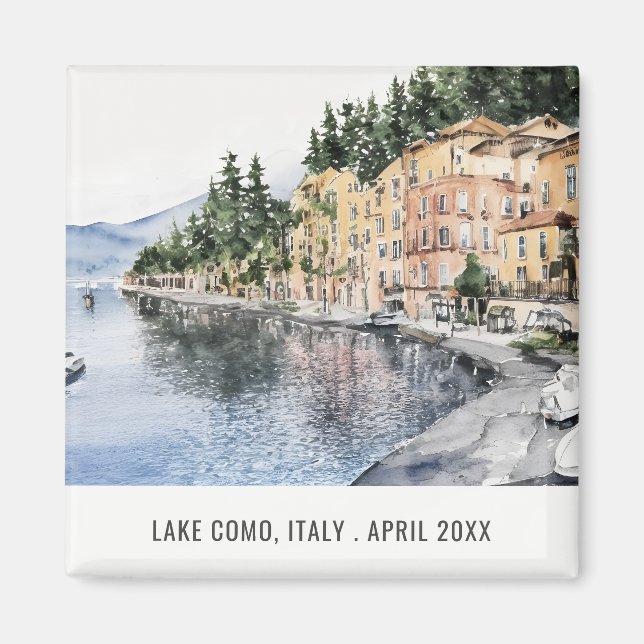 Comer See Norditalien Wasserfarbe Italien Reisen Magnet (Vorne)