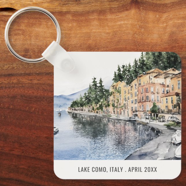 Comer See Norditalien Wasserfarbe Italien Reisen Schlüsselanhänger (Vorderseite)