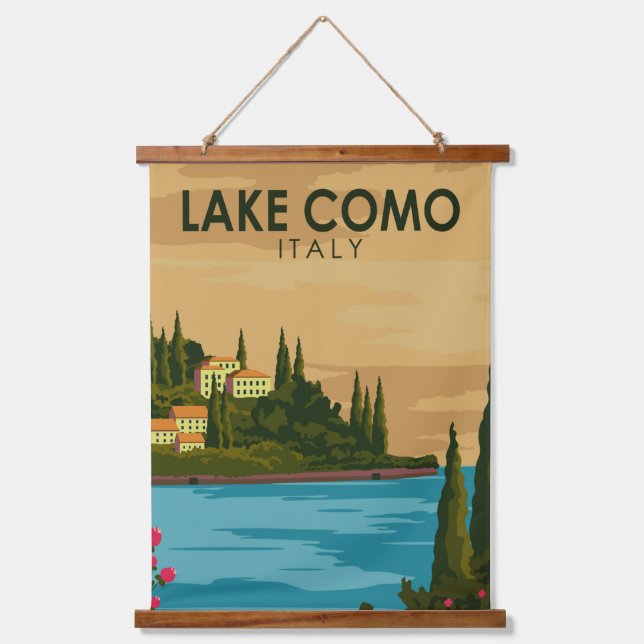 Comer See Vintag Italien Wandteppich Mit Holzrahmen (Vorderseite)