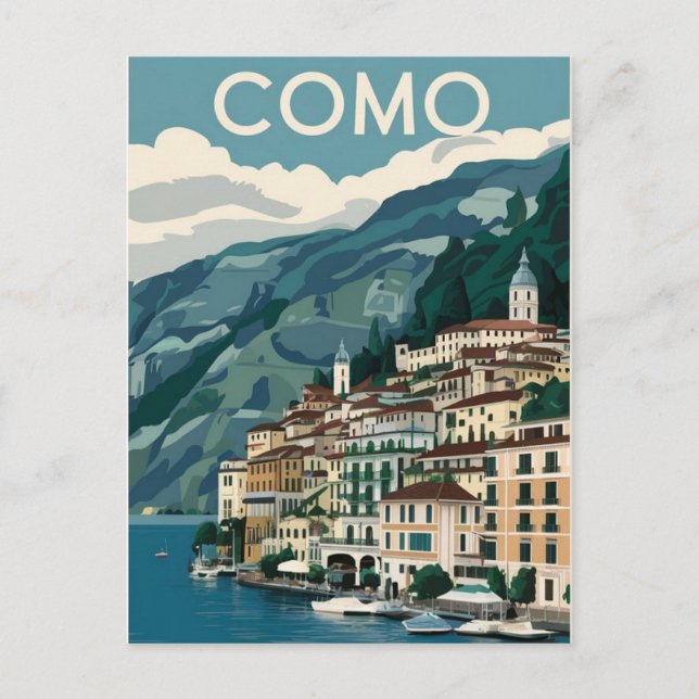 Comer See Vintage Travel Postkarte (Vorderseite)