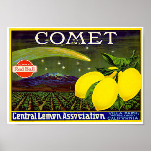 Comet Brand Lemon Kistenetikett Western Litho Co Poster