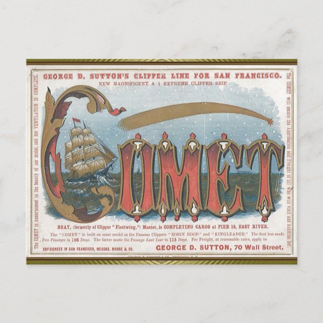 Comet Clipper Sailing Postkarte (Vorderseite)