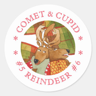 COMET CUPID REINDEE Kleine Round Stickers