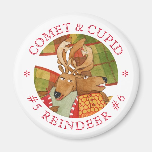 COMET CUPID REINDEER Round Magnet (Vorne)
