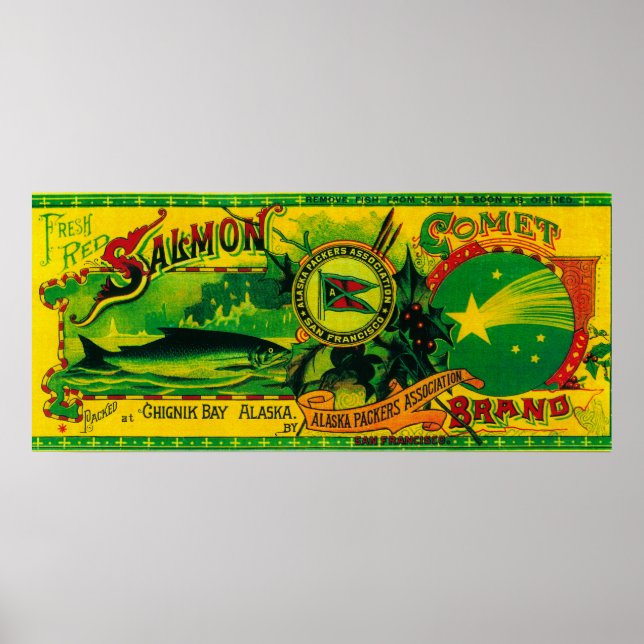 Comet Lachs Can LabelChignik Bay, AK Poster (Vorne)