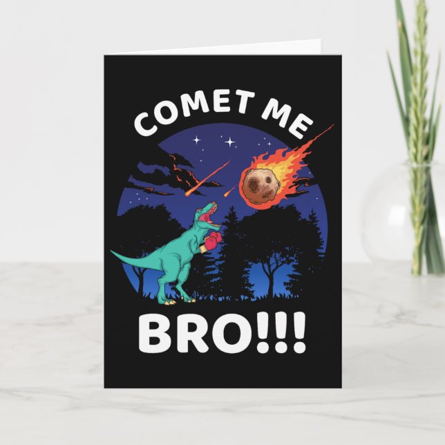 Comet Me Bro Funny Boxing T Rex Dinosaur Pun Extin Karte (Vorderseite)