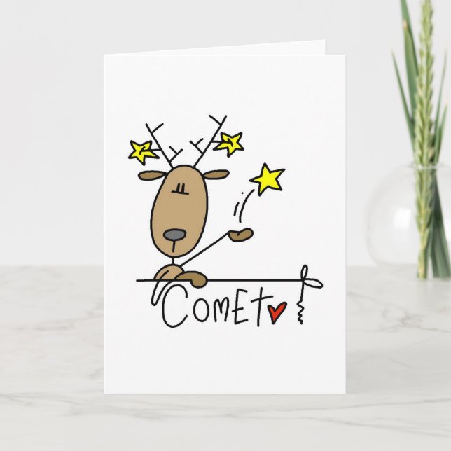 Comet Reindeer Weihnachtsgeschenke und Geschenke Feiertagskarte (Vorderseite)