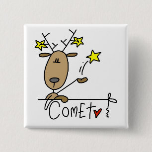 Comet Rentier Weihnachts T-Shirts und Geschenke Button