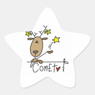Comet Rentier Weihnachts T-Shirts und Geschenke Stern-Aufkleber