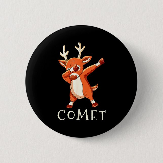Comet Santas Reindeers Family Matching Outfit Chri Button (Vorderseite)