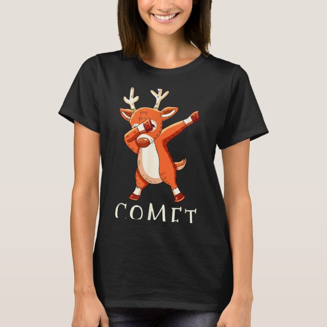 Comet Santas Reindeers Family Matching Outfit Chri T-Shirt (Vorderseite)