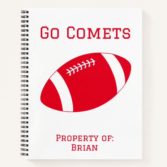 Comètes personnalisées Carnet Spiral de Football R (Devant)