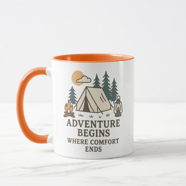 Comfort Ends | Camping Zitat Kombi Tasse (Links)