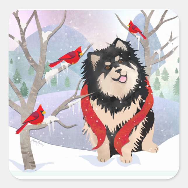 COMFORT & JOY finnische Lapphund-Aufkleber Quadratischer Aufkleber (Vorderseite)