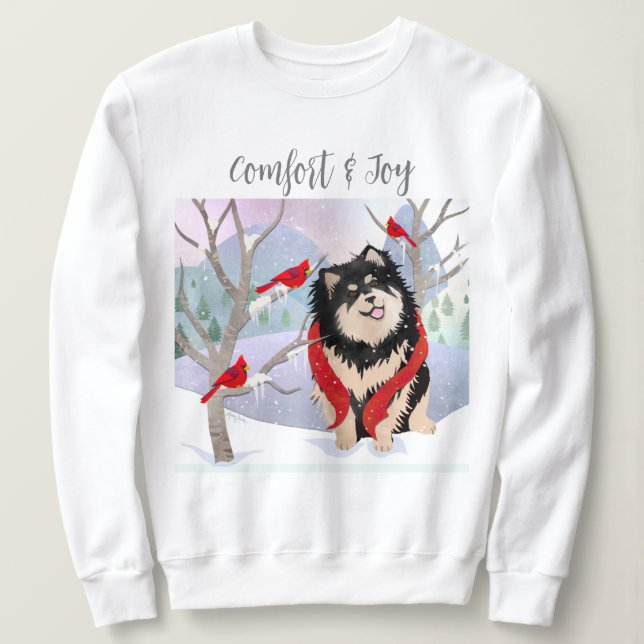 COMFORT & JOY - Finnisches Lapphund-Shirt Sweatshirt (Design vorne)