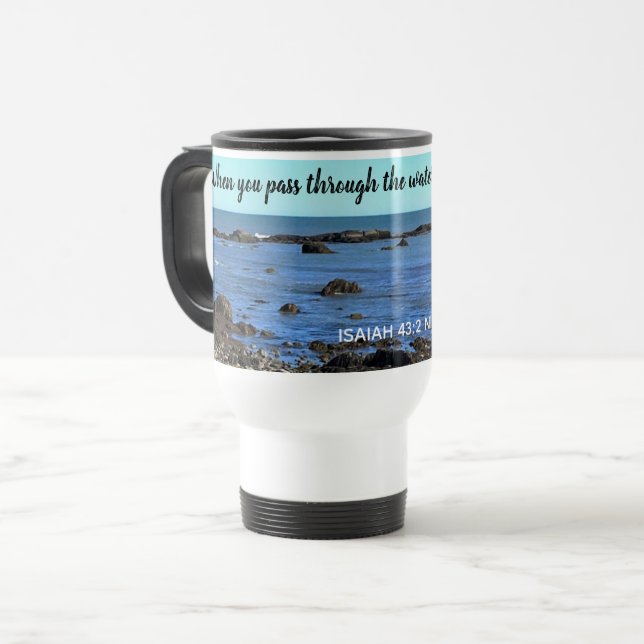 Comforting Bible Verse Foto des Atlantischen Ozean Reisebecher (Vorderseite Links)