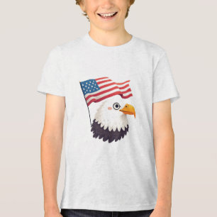 Comic-Adler-Geschenk für Kinder – USA-patriotische Tri-Blend Shirt