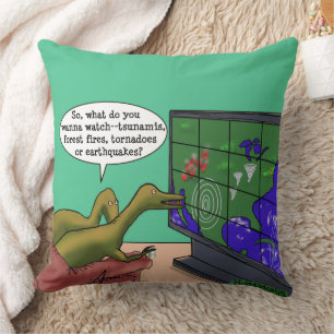 Comic Art Funny Climate Change Dinosaurier Parody Kissen