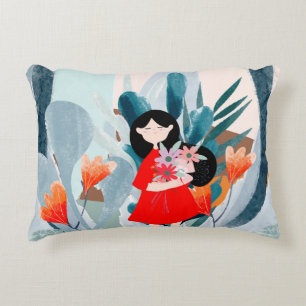 Comic Art Girl in Wald Dekokissen