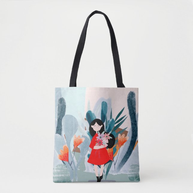 Comic Art Girl in Wald Tasche (Vorderseite)
