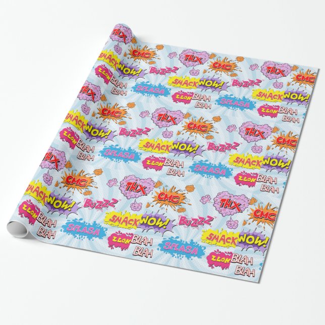 Comic-Art-Girly Superheld-Entwurf Geschenkpapier (Ungerollt)