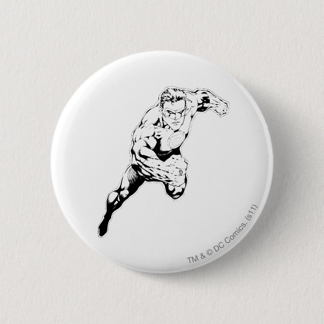 Comic-Art - schneller Sprung, Schwarzweiss Button (Vorderseite)