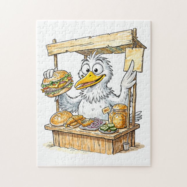 Comic Bird am Fischstand (Vertikal)