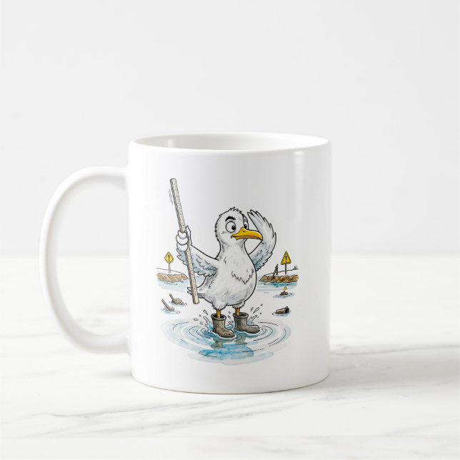 Comic Bird Flood Gauge Duty Kaffeetasse (Links)