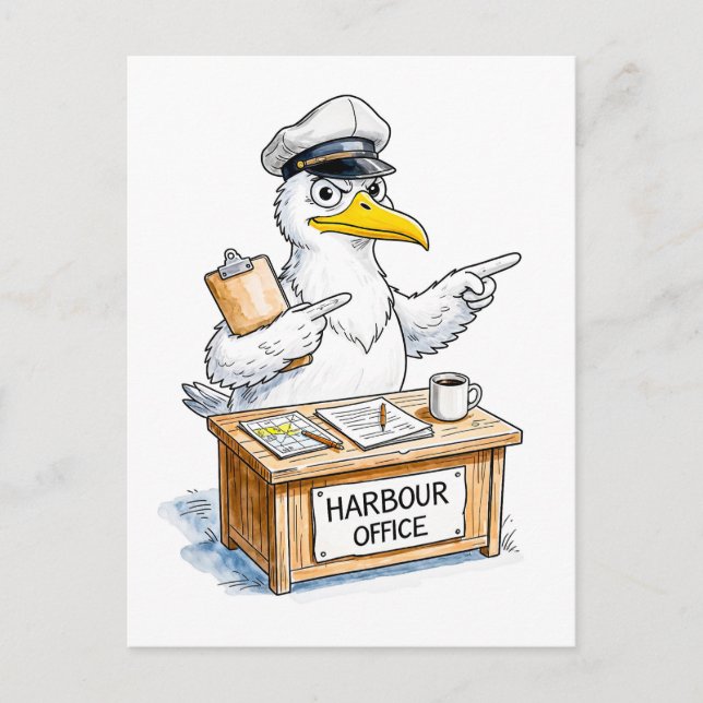 Comic Bird Hafenbeamter Postkarte (Vorderseite)