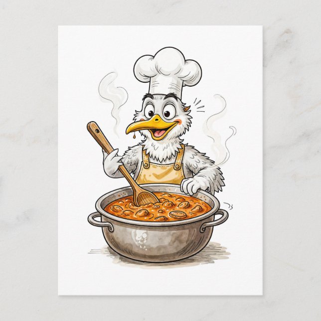Comic Bird kocht Labskaus Postkarte (Vorderseite)