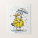 Comic Bird Rainy Day Duty<br><div class="desc">A coastal bird braves heavy rain in a bright yellow coat and umbrella,  turning bad weather into a charming comic moment. This illustration blends maritime mood with quirky humor,  perfect for coastal décor and whimsical character art.</div>