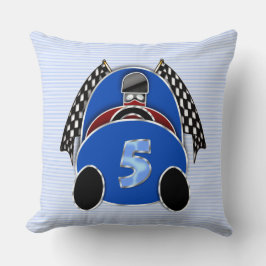Comic Blue Race Car auf Streifen Kissen