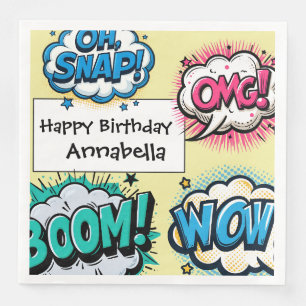 Comic Book Action Words Speech Bubbles Serviette
