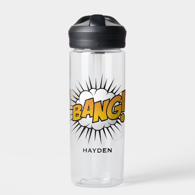 Comic Book Art Bang Blase Personalisiert Trinkflasche (Vorderseite)