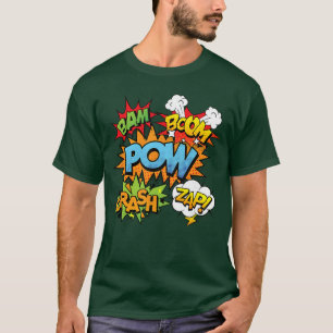 Comic-Book-Bam-Pow-Crash-Boom-Zap-Blasen in Brigh T-Shirt