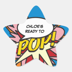 Comic-Book bereit für POP Baby Shower Sprinkle Stern-Aufkleber