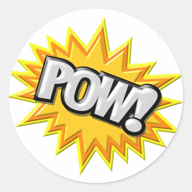 Comic Book Burst Pow 3D Runder Aufkleber (Vorderseite)