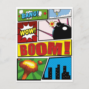 Comic-Book-Cartoon-Schriftarten! Postkarte